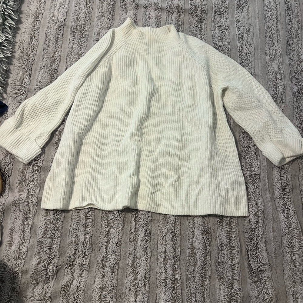 Cream Ribbed Knit Sweater